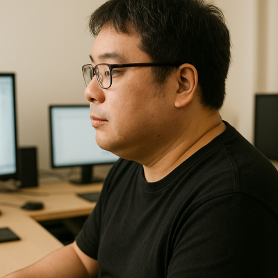 採用情報 オフィスで集中する男性